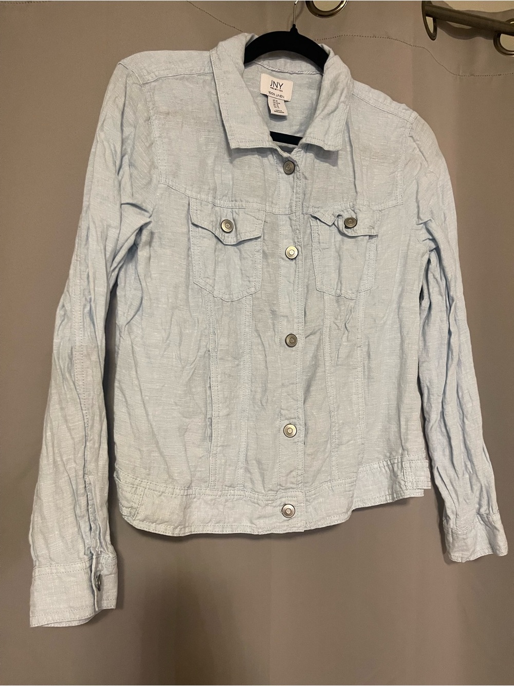 NY Collection Light Blue Denim Jacket with Button Front